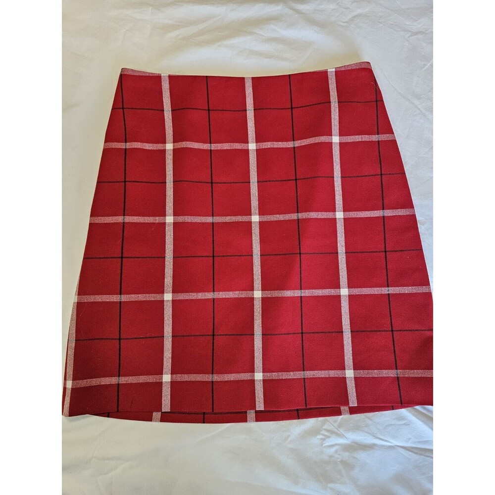 Ann Taylor Vintage Red Plaid Skirt Sz 8P Holiday Academia Preppy Schoolgirl